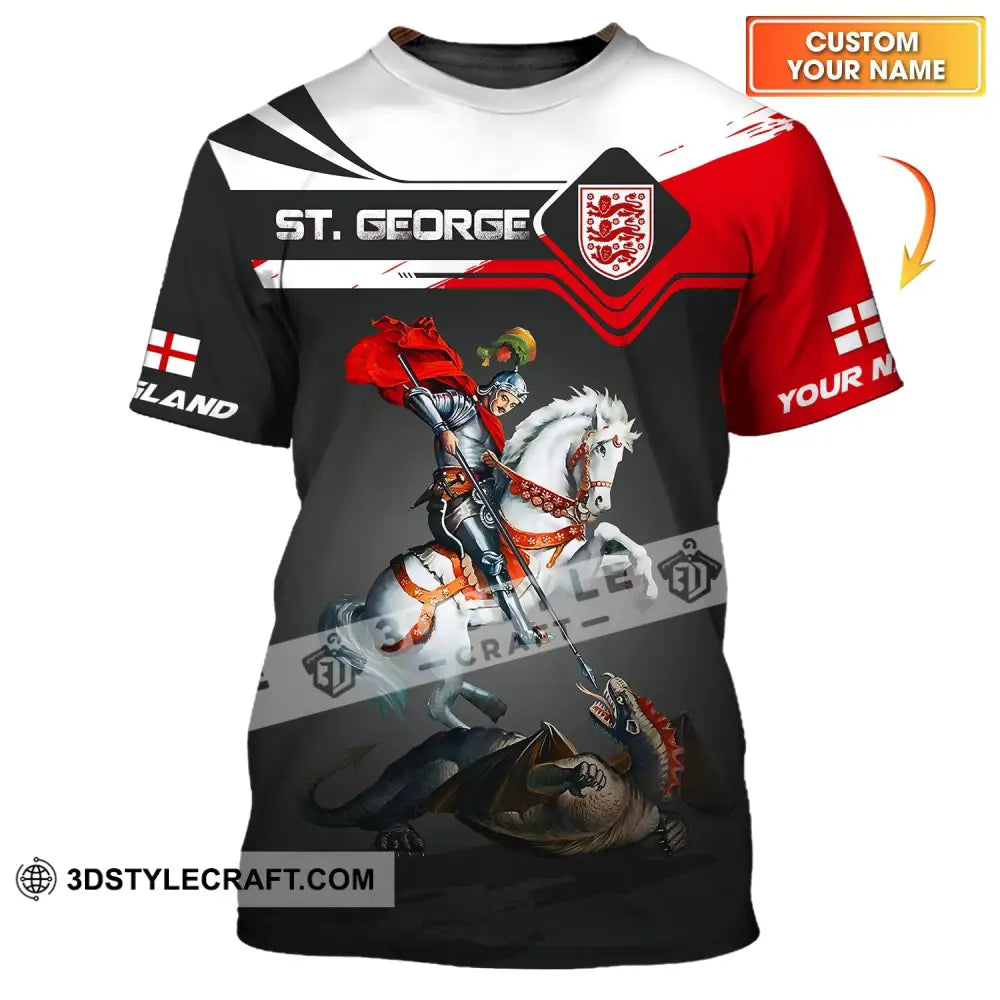 Unisex Shirt - Custom Name 3D England St. George T-Shirt