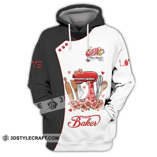 Unisex Shirt - Custom Name 3D Shirt For Baker Flowers Bloom style option 3