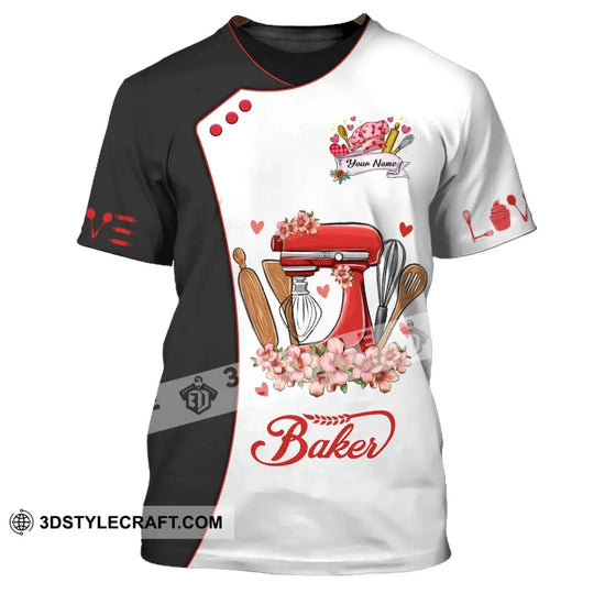Unisex Shirt - Custom Name 3D Shirt For Baker Flowers Bloom style option 2