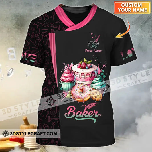 Unisex Shirt - Custom Name 3D For Baker Making Cream Cake T-Shirt