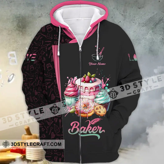 Unisex Shirt - Custom Name 3D Shirt For Baker, Making Cream Cake style option 4