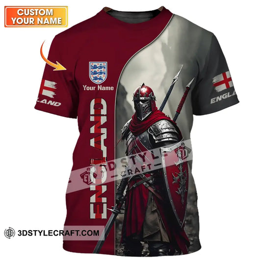 Unisex Shirt - Custom Name 3D Shirt For England Lover, Warrior style option 1