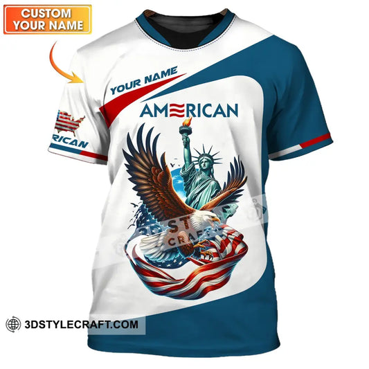 Unisex Shirt - Custom Name 3D Icon Of America T-Shirt