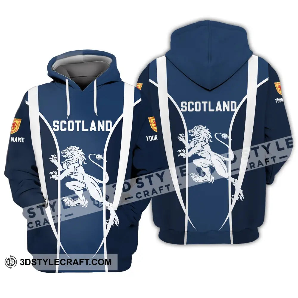 Unisex Shirt - Custom Name 3D Lion Of Scotland Hoodie / S T-Shirt