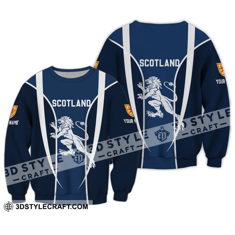 Unisex Shirt - Custom Name 3D Lion Of Scotland Long Sleeve / S T-Shirt