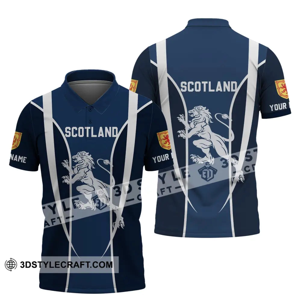 Unisex Shirt - Custom Name 3D Lion Of Scotland Polo / S T-Shirt