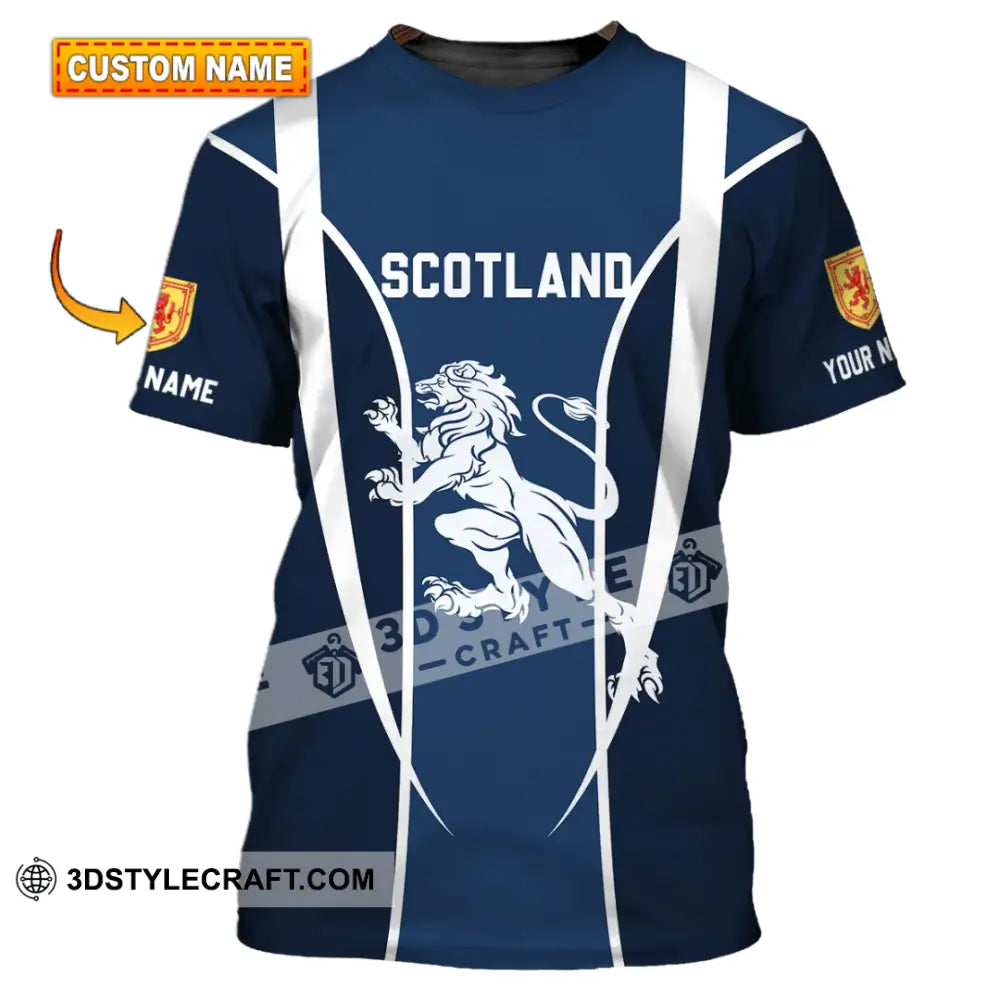 Unisex Shirt - Custom Name 3D Lion Of Scotland T-Shirt