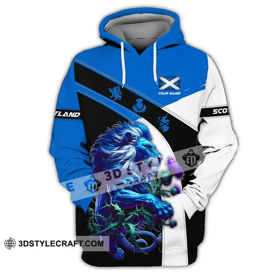 Unisex Shirt - Custom Name 3D Shirt - Scotland Blue And White Lion Shirt style option 3