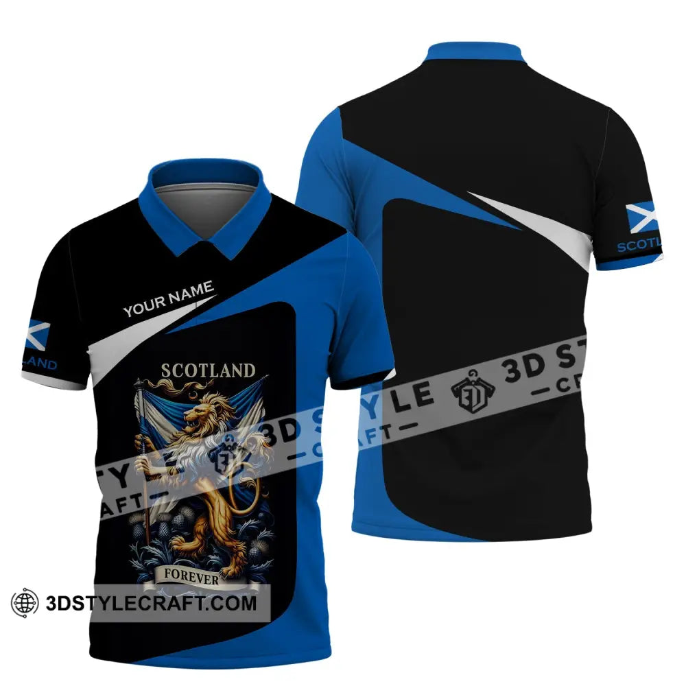 Unisex Shirt - Custom Name 3D Scotland Forever Polo / S T-Shirt