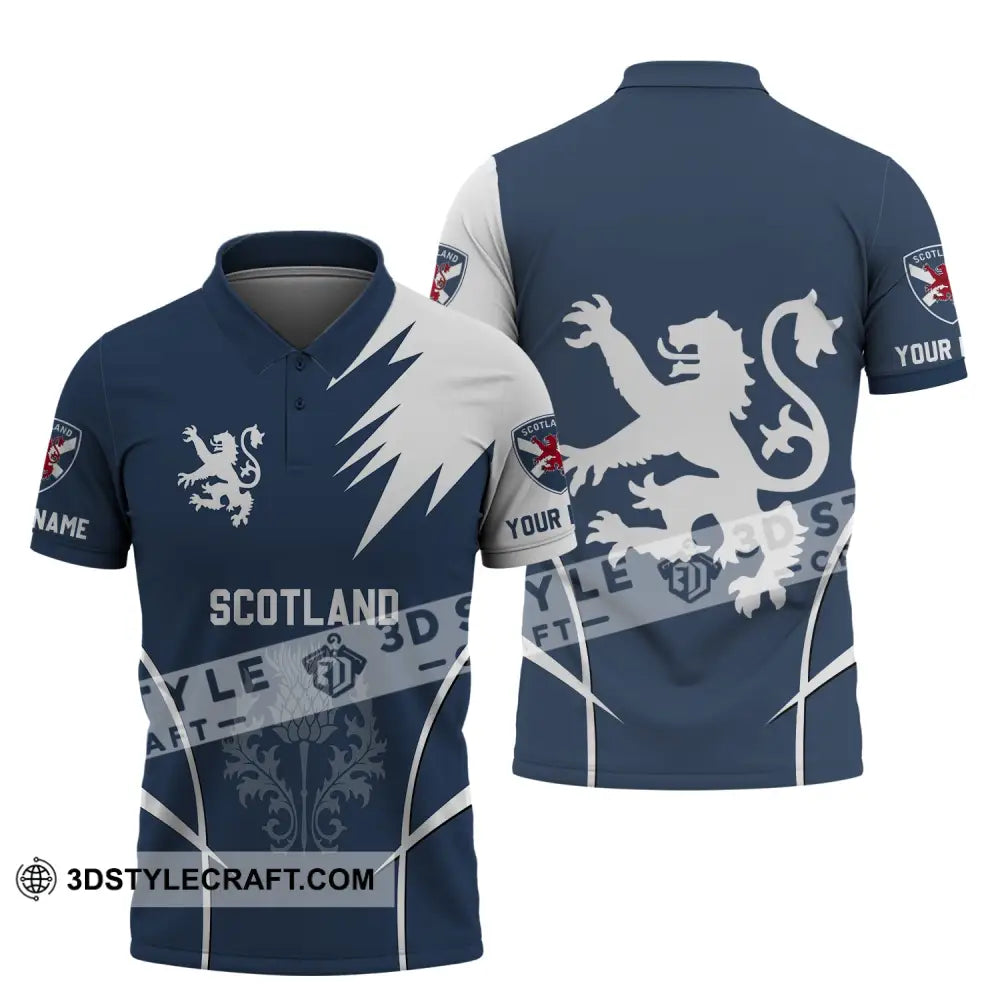 Unisex Shirt - Custom Name 3D Scotland Logo Polo / S T-Shirt