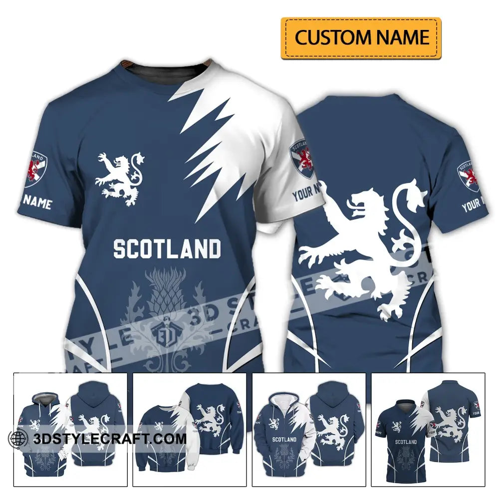 Unisex Shirt - Custom Name 3D Scotland Logo T-Shirt