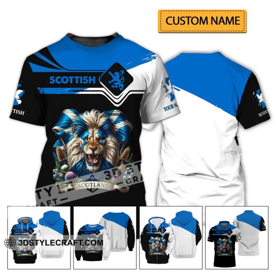 Unisex Shirt - Custom Name 3D Shirt - Scottish Lion Shirt style option 2
