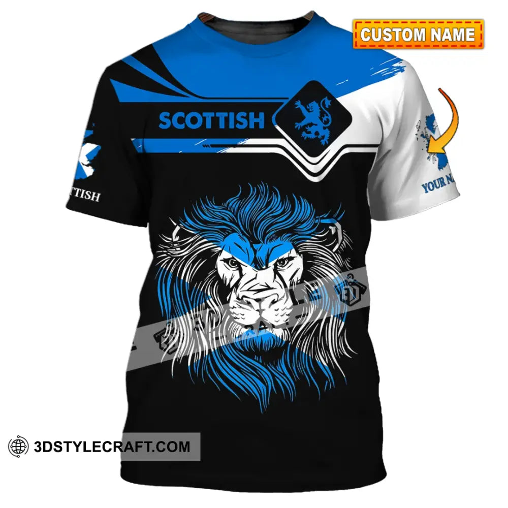 Unisex Shirt - Custom Name 3D Scottish Lion T-Shirt