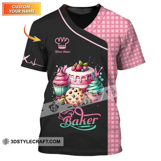 Unisex Shirt - Custom Name 3D Sweet Cake For Baker T-Shirt