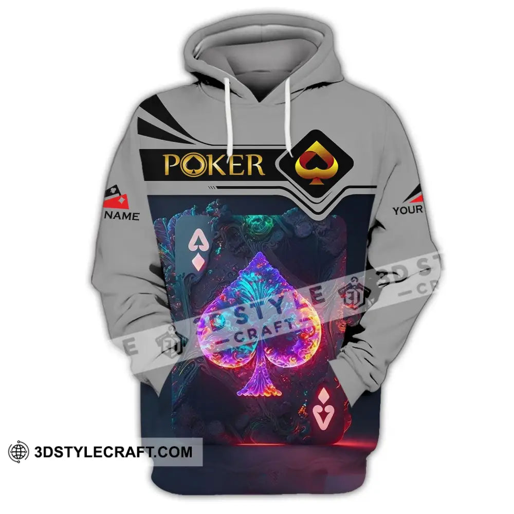 Unisex Shirt - Custom Name Ace Black Spade Suit Poker Hoodie / S T-Shirt