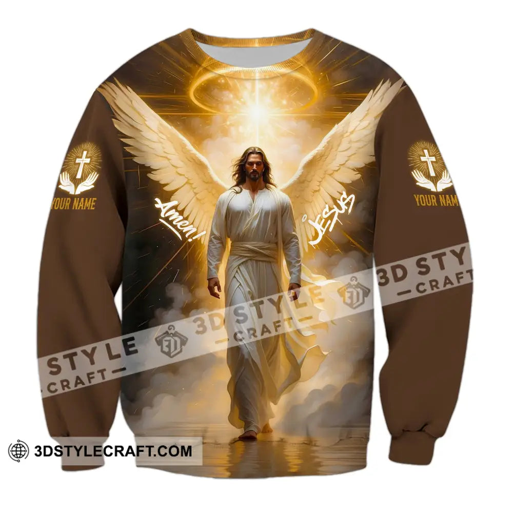 Unisex Shirt - Custom Name Amen Jesus Long Sleeve / S T-Shirt