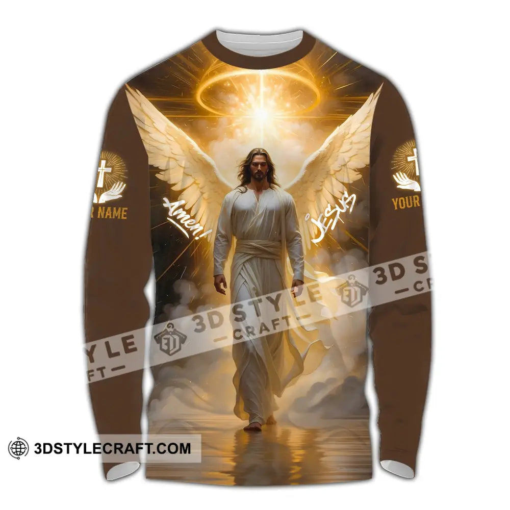 Unisex Shirt - Custom Name Amen Jesus Long Sleeve / S T-Shirt