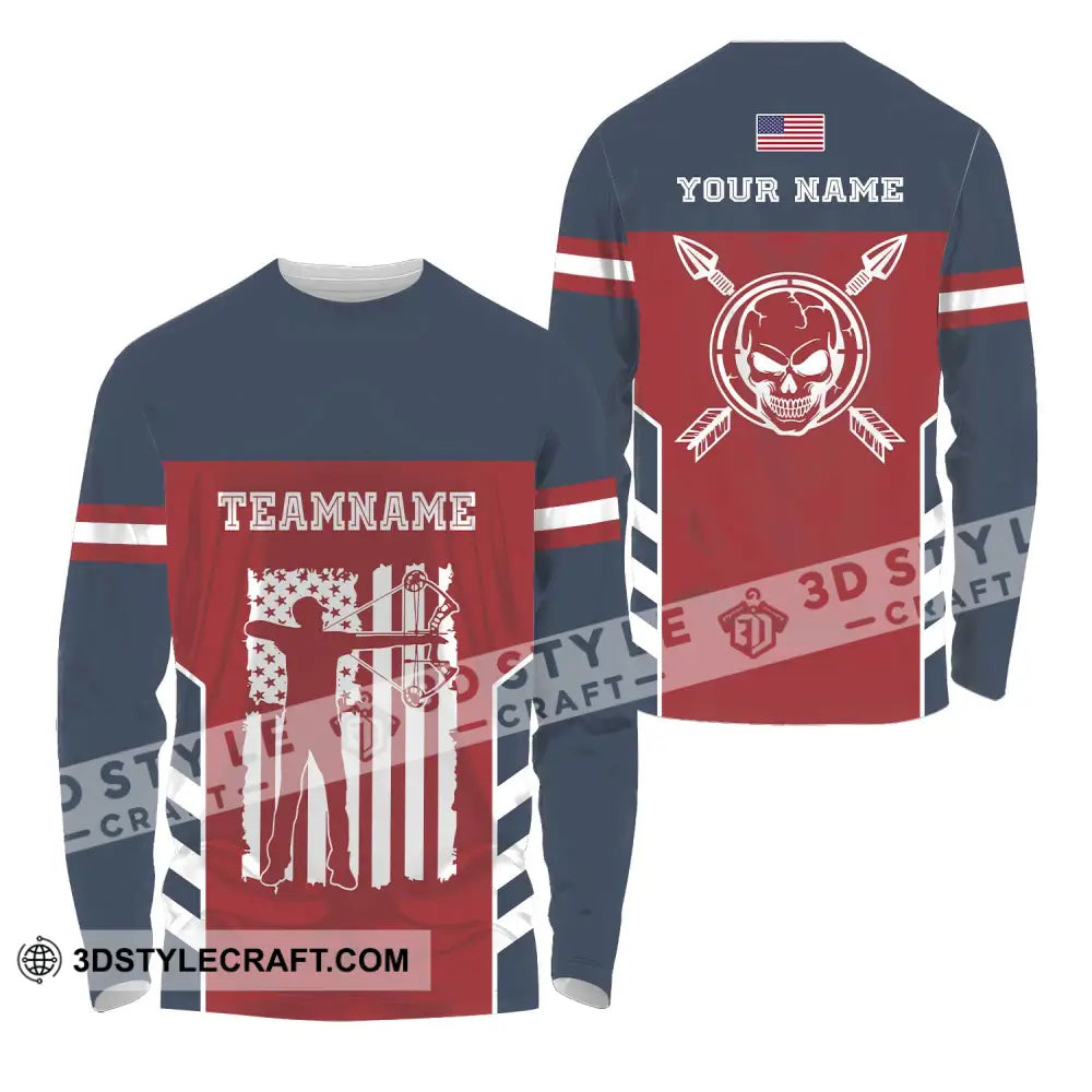 Unisex Shirt - Custom Name America Archery Long Sleeve / S T-Shirt