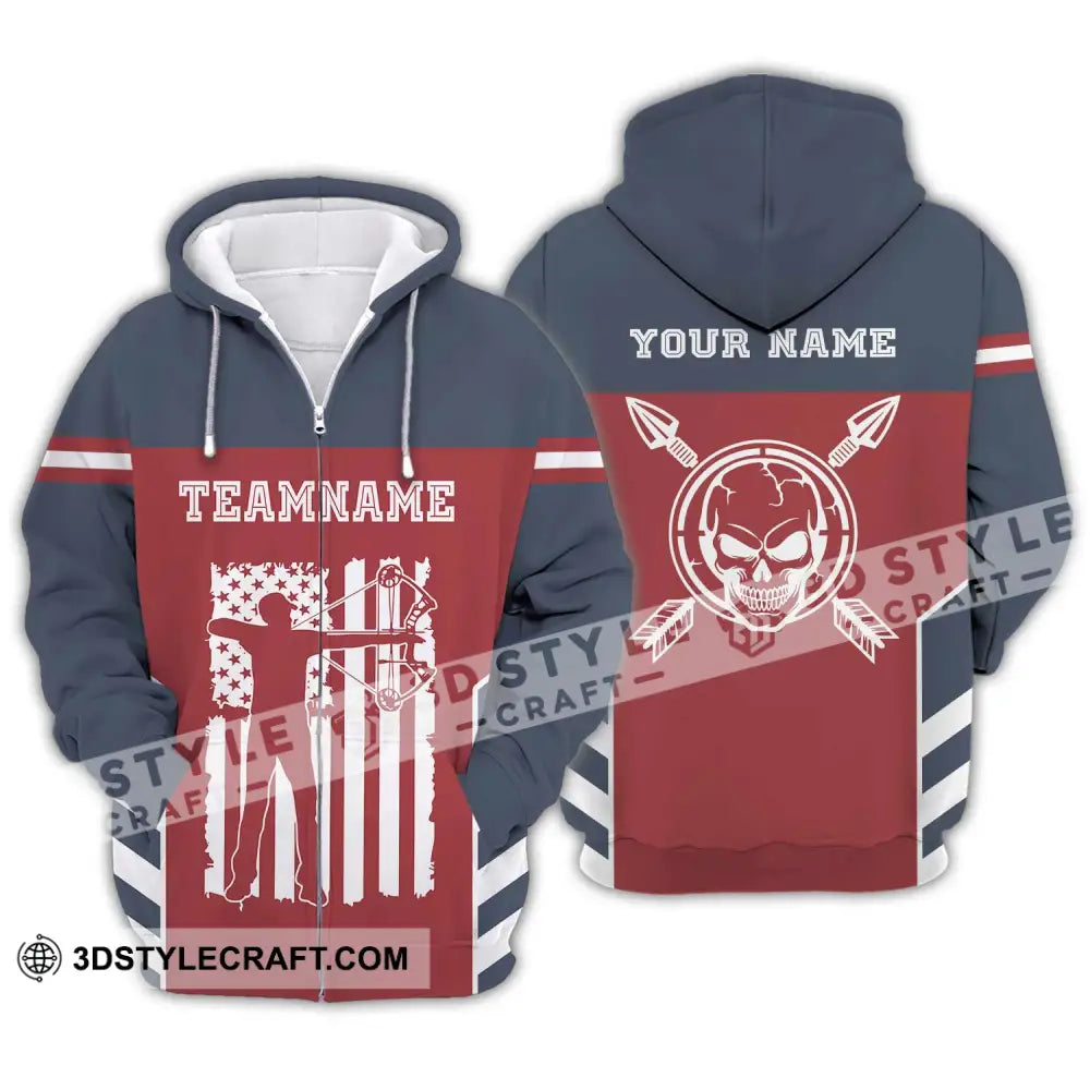 Unisex Shirt - Custom Name America Archery Zipper Hoodie / S T-Shirt