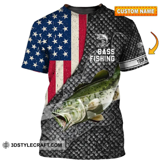 Unisex Shirt - Custom Name America Bass Fishing T-Shirt