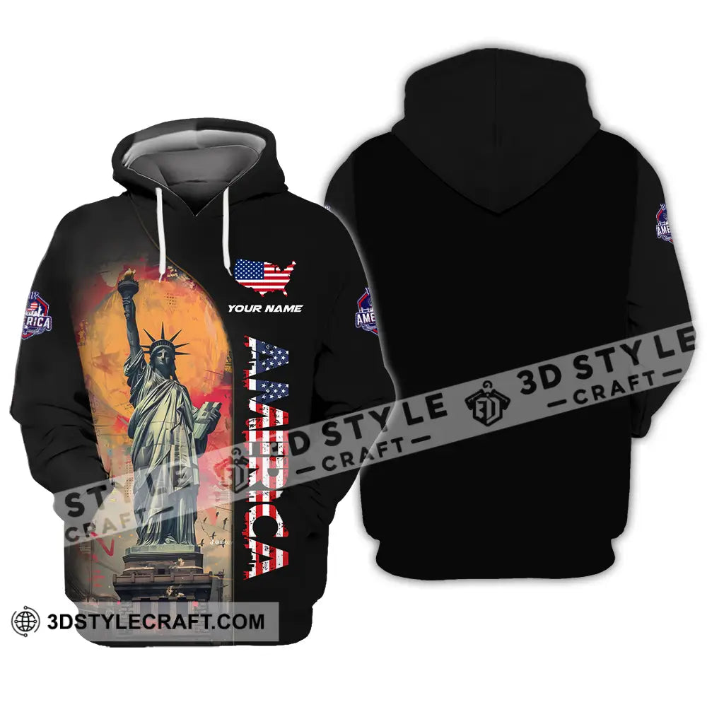 Unisex Shirt - Custom Name America Flag Color Hoodie / S T-Shirt