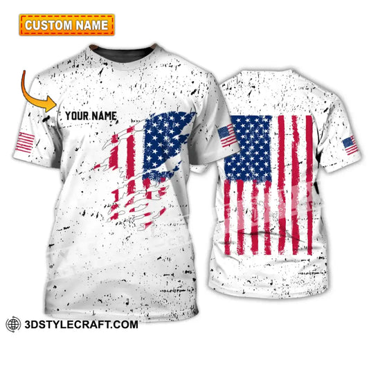 Unisex Shirt - Custom Name America Flag Light T-Shirt