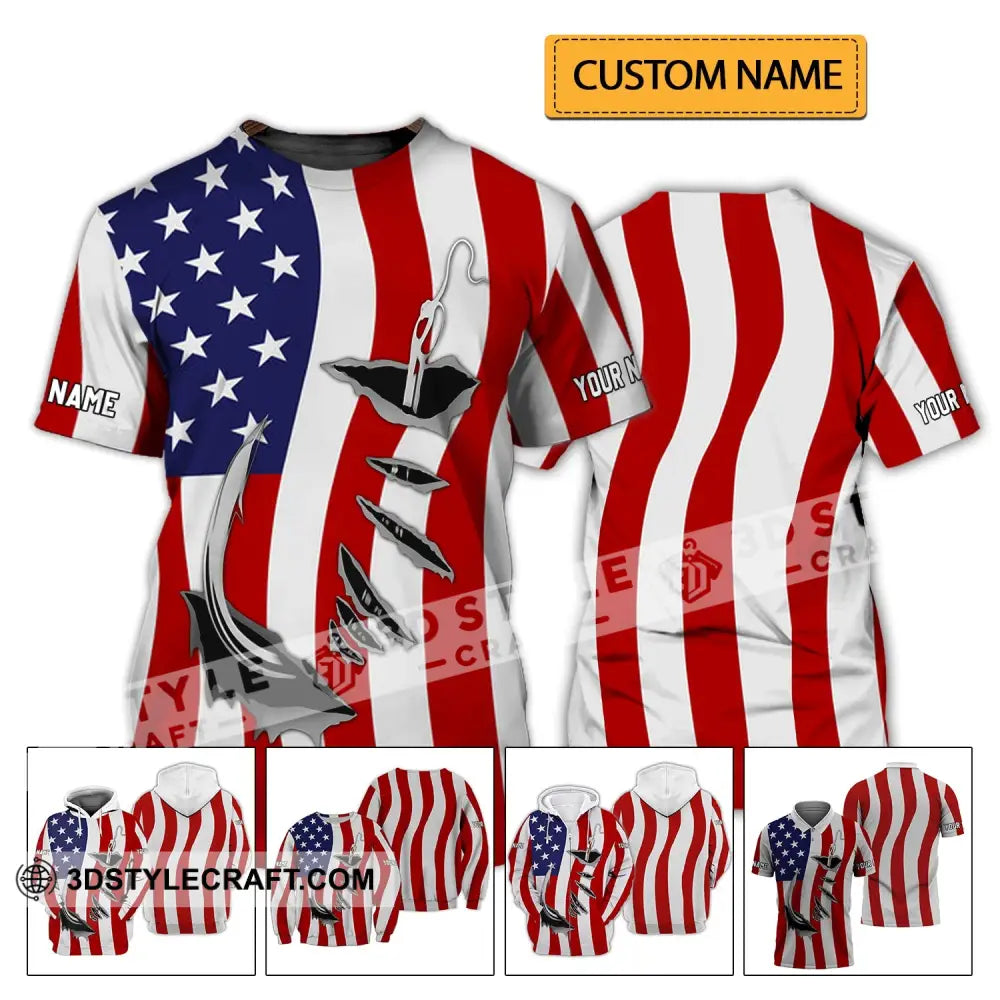 Unisex Shirt - Custom Name America Flag T-Shirt