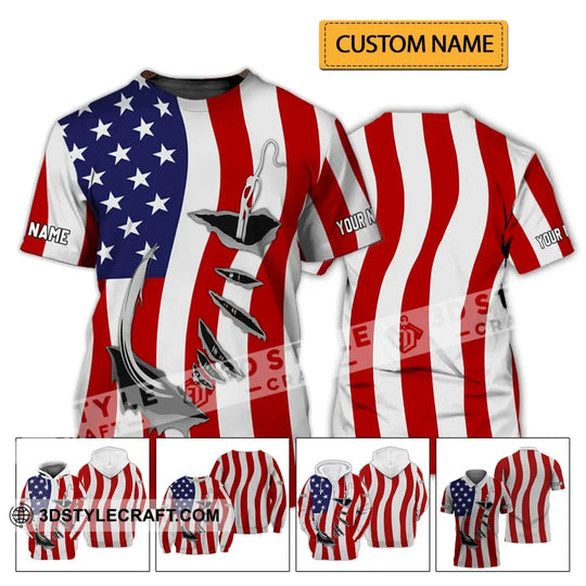 Unisex Shirt - Custom Name America Flag Shirt style option 2