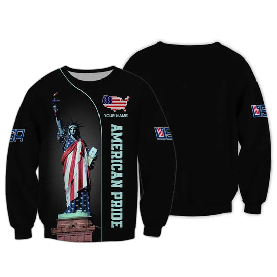 Unisex Shirt, Custom Name American Pride Shirt, Independence Day, Statue of Liberty T-Shirt style option 4