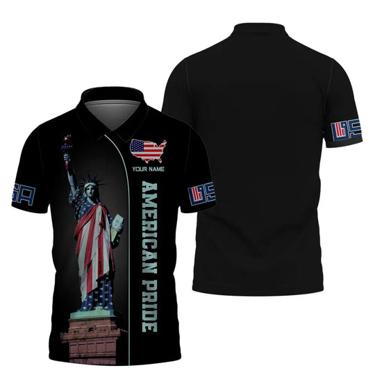 Unisex Shirt, Custom Name American Pride Shirt, Independence Day, Statue of Liberty T-Shirt style option 3