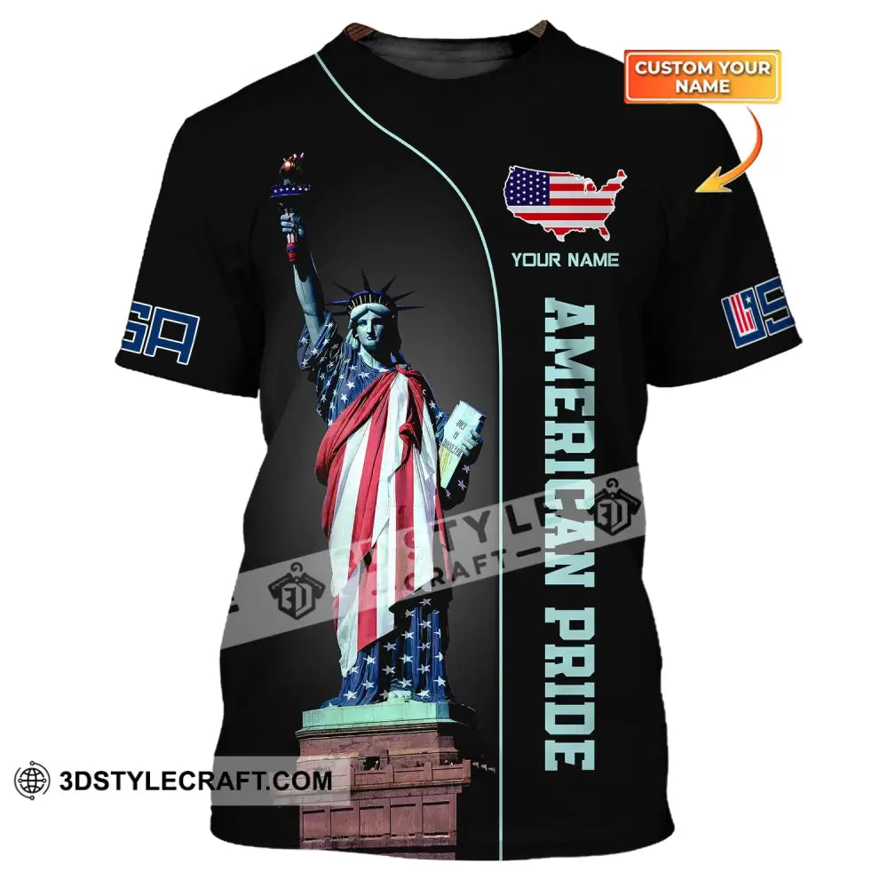 Unisex Shirt Custom Name American Pride Independence Day Statue Of Liberty T-Shirt / S