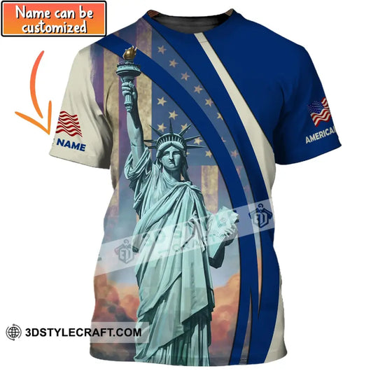 Unisex Shirt, Custom Name American Pride Shirt, Statue of Liberty T-Shirt style option 1