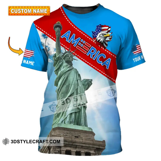 Unisex Shirt - Custom Name Shirt - American Statue Of Liberty Sky Color style option 1