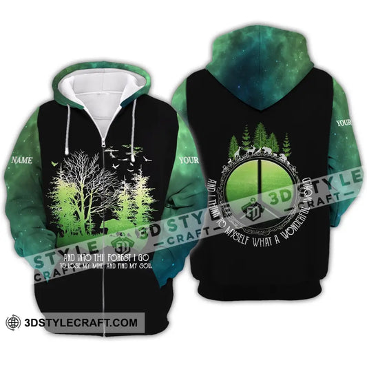 Unisex Shirt - Custom Name And Into The Forest I Go To Lose My Mind Find Soul Zipper Hoodie / S