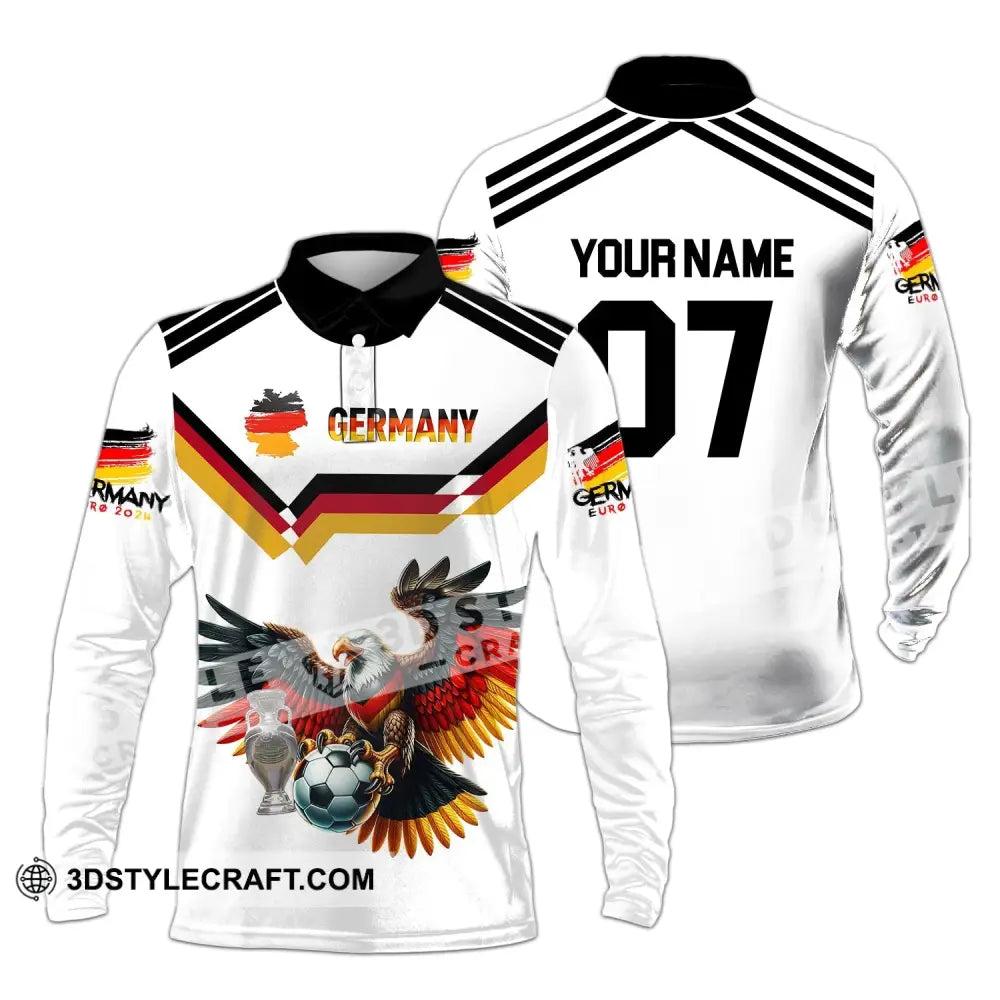 Unisex Shirt - Custom Name And Number 2024 Euro Cup Germany Team Long Sleeve Polo / S T-Shirt