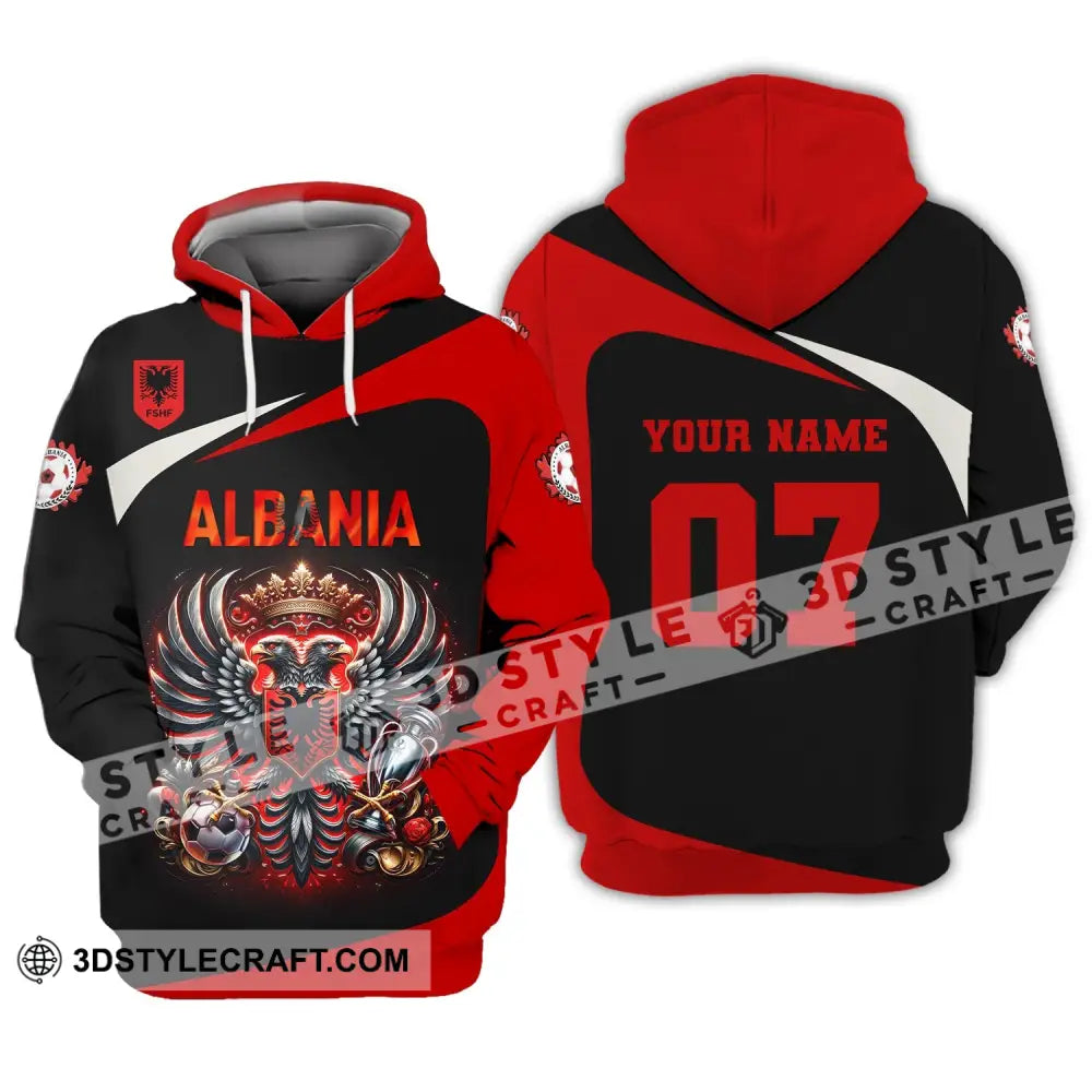 Unisex Shirt Custom Name And Number Albania Football Euro 2024 Polo Long Sleeve Hoodie / S T-Shirt