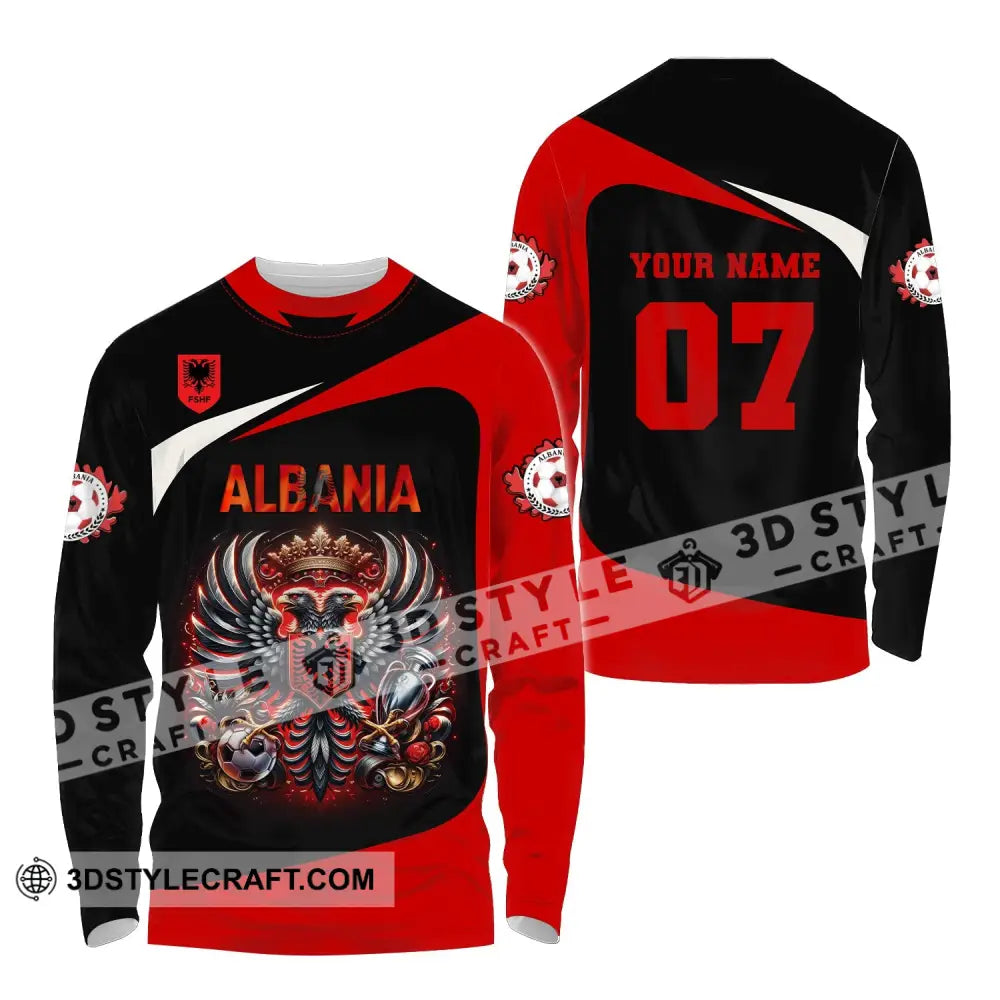 Unisex Shirt Custom Name And Number Albania Football Euro 2024 Polo Long Sleeve / S T-Shirt