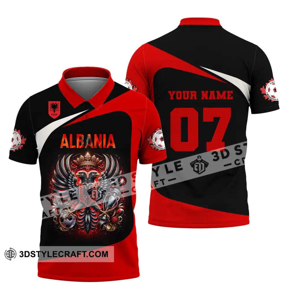 Unisex Shirt Custom Name And Number Albania Football Euro 2024 Polo Long Sleeve / S T-Shirt