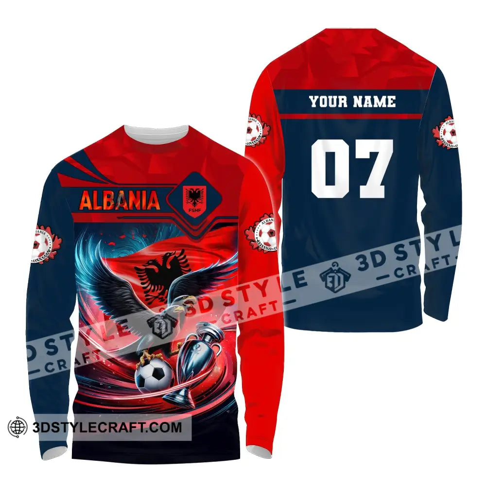 Unisex Shirt Custom Name And Number Albania Football Euro 2024 Polo Long Sleeve / S T-Shirt