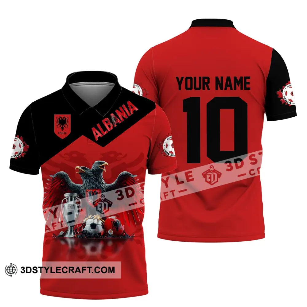 Unisex Shirt Custom Name And Number Albania Football Polo Euro 2024 Hoodie Long Sleeve / S T-Shirt