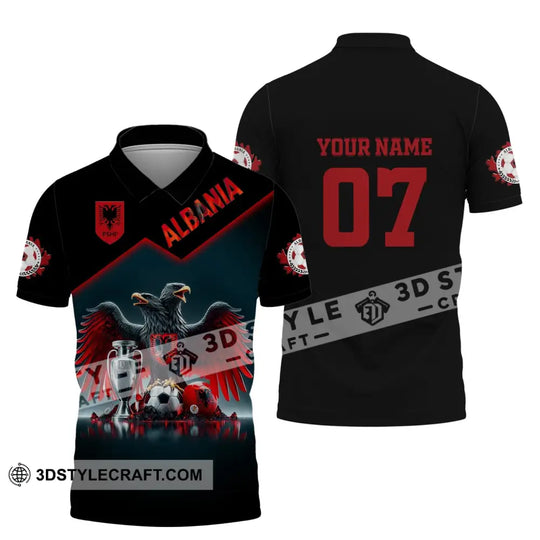 Unisex Shirt, Custom Name and Number Albania Football Polo Shirt, Euro 2024 Albania Football Hoodie Long Sleeve Shirt style option 4