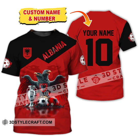 Unisex Shirt, Custom Name and Number Albania Football Polo Shirt, Euro 2024 Albania Football Hoodie Long Sleeve Shirt style option 4
