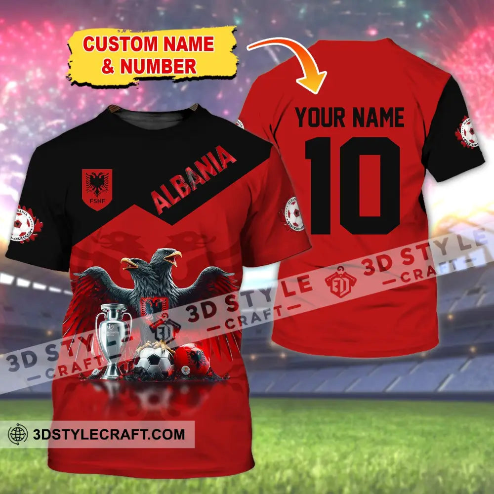 Unisex Shirt Custom Name And Number Albania Football Polo Euro 2024 Hoodie Long Sleeve T-Shirt