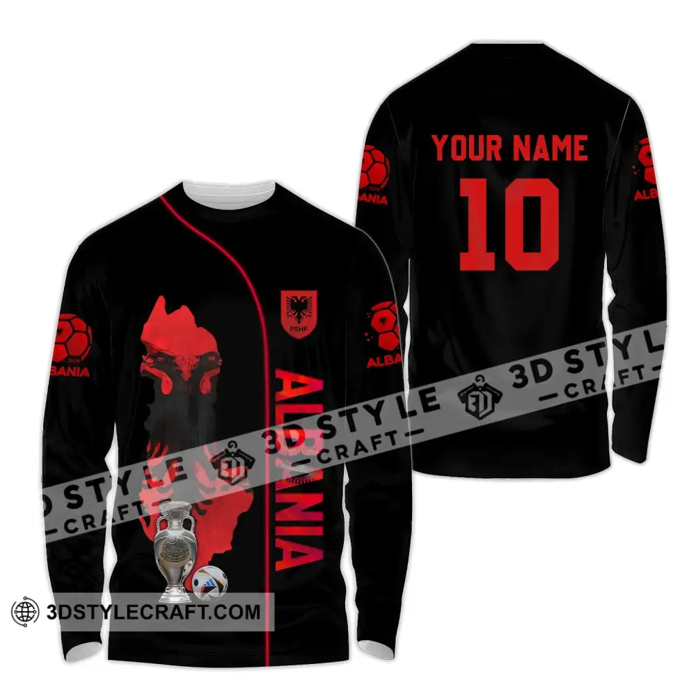 Unisex Shirt - Custom Name And Number Albania National Team Euro 2024 Long Sleeve / S T-Shirt