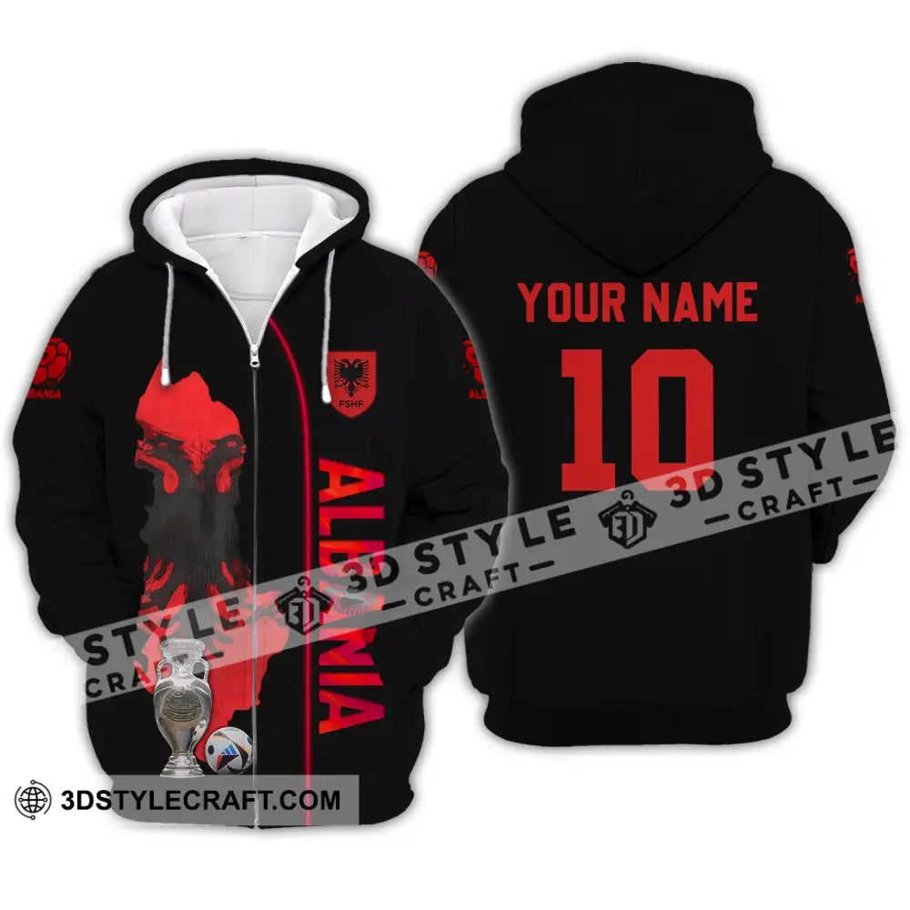 Unisex Shirt - Custom Name And Number Albania National Team Euro 2024 Zipper Hoodie / S T-Shirt