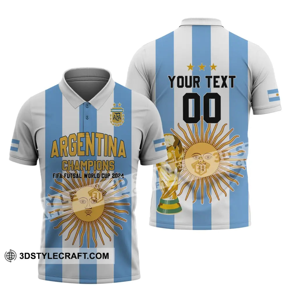 Unisex Shirt - Custom Name And Number Argentina Football Fifa World Cup Champions Polo / S T-Shirt