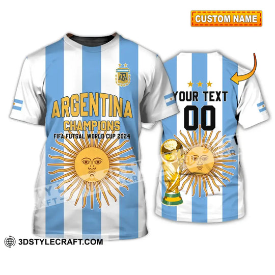 Unisex Shirt - Custom Name And Number Shirt - Argentina Football Fifa World Cup Champions Shirt style option 1
