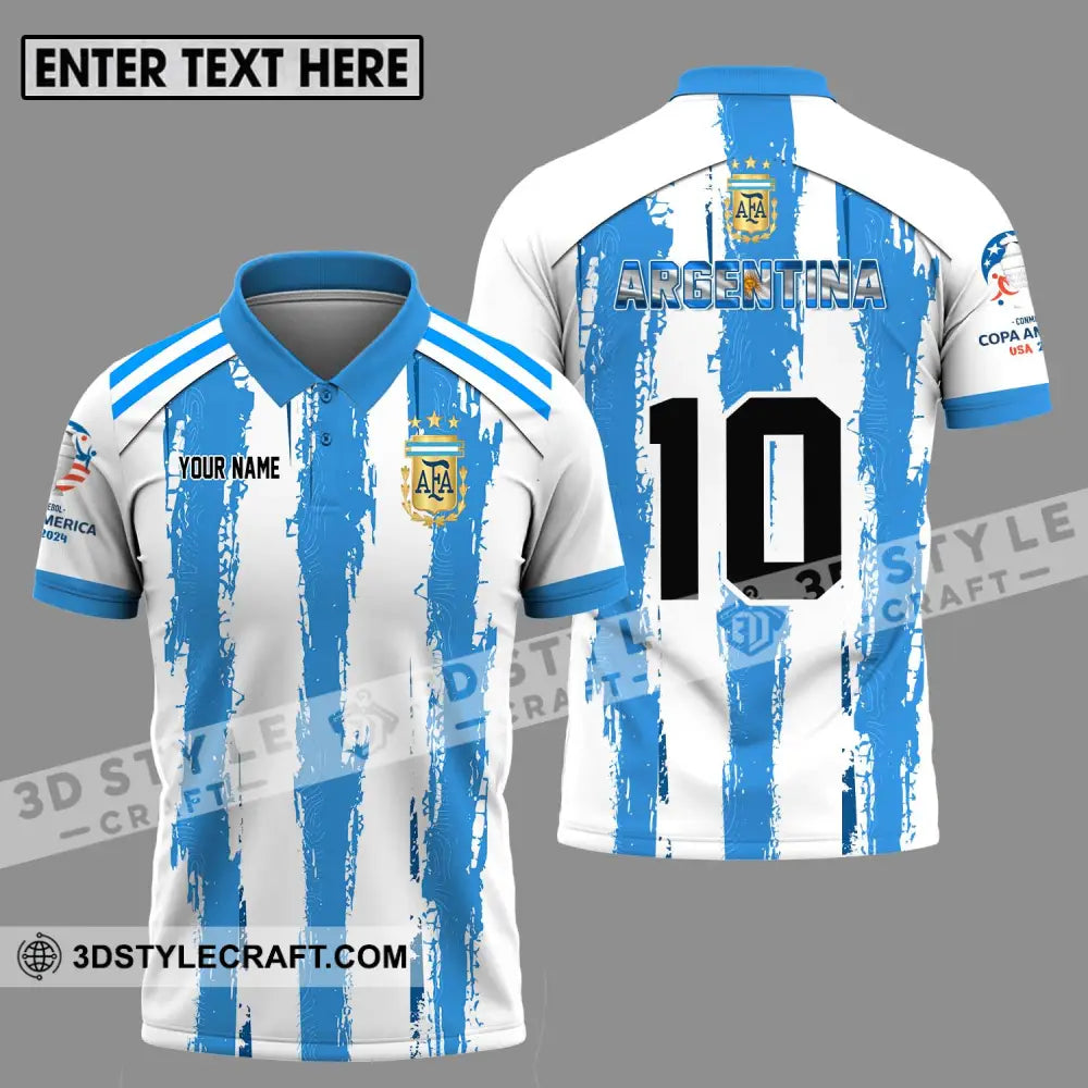 Unisex Shirt - Custom Name And Number Argentina Lover Polo / S T-Shirt