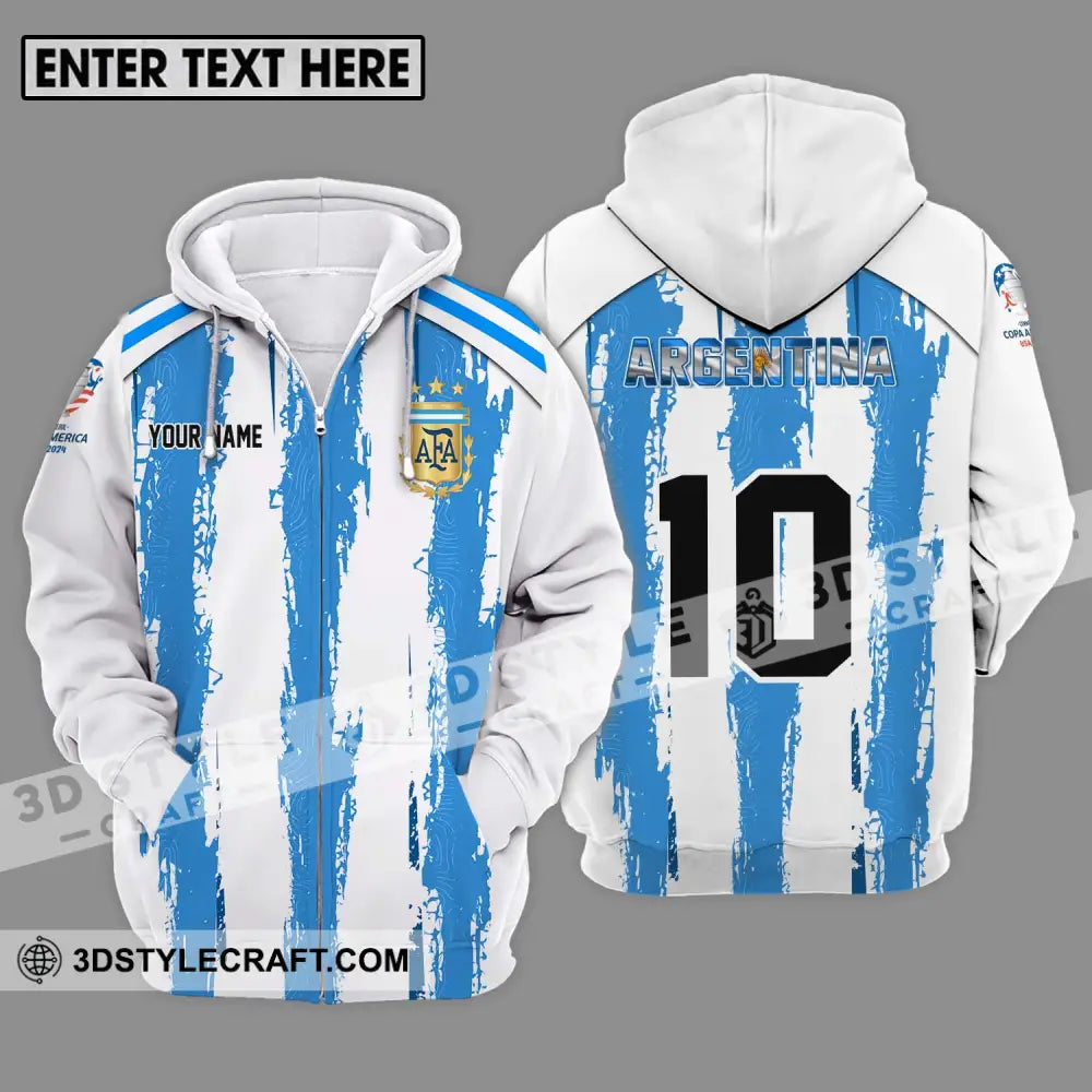 Unisex Shirt - Custom Name And Number Argentina Lover Zipper Hoodie / S T-Shirt