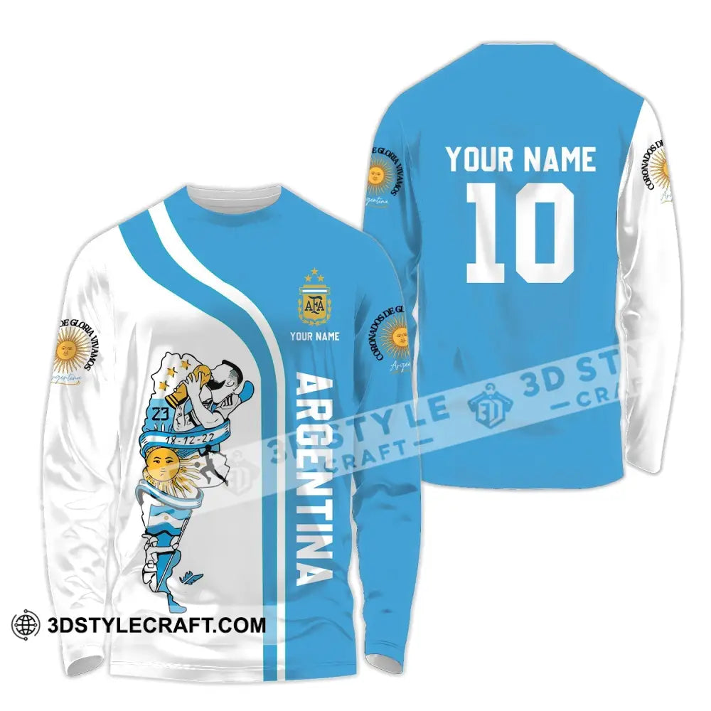 Unisex Shirt - Custom Name And Number Argentina National Team Afa Long Sleeve / S T-Shirt